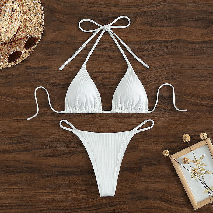 Hanging neck tie bikini multi-color
