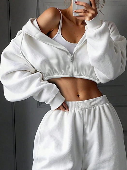 2 Piece Women's Long Sleeve Sporty Hoodie Set