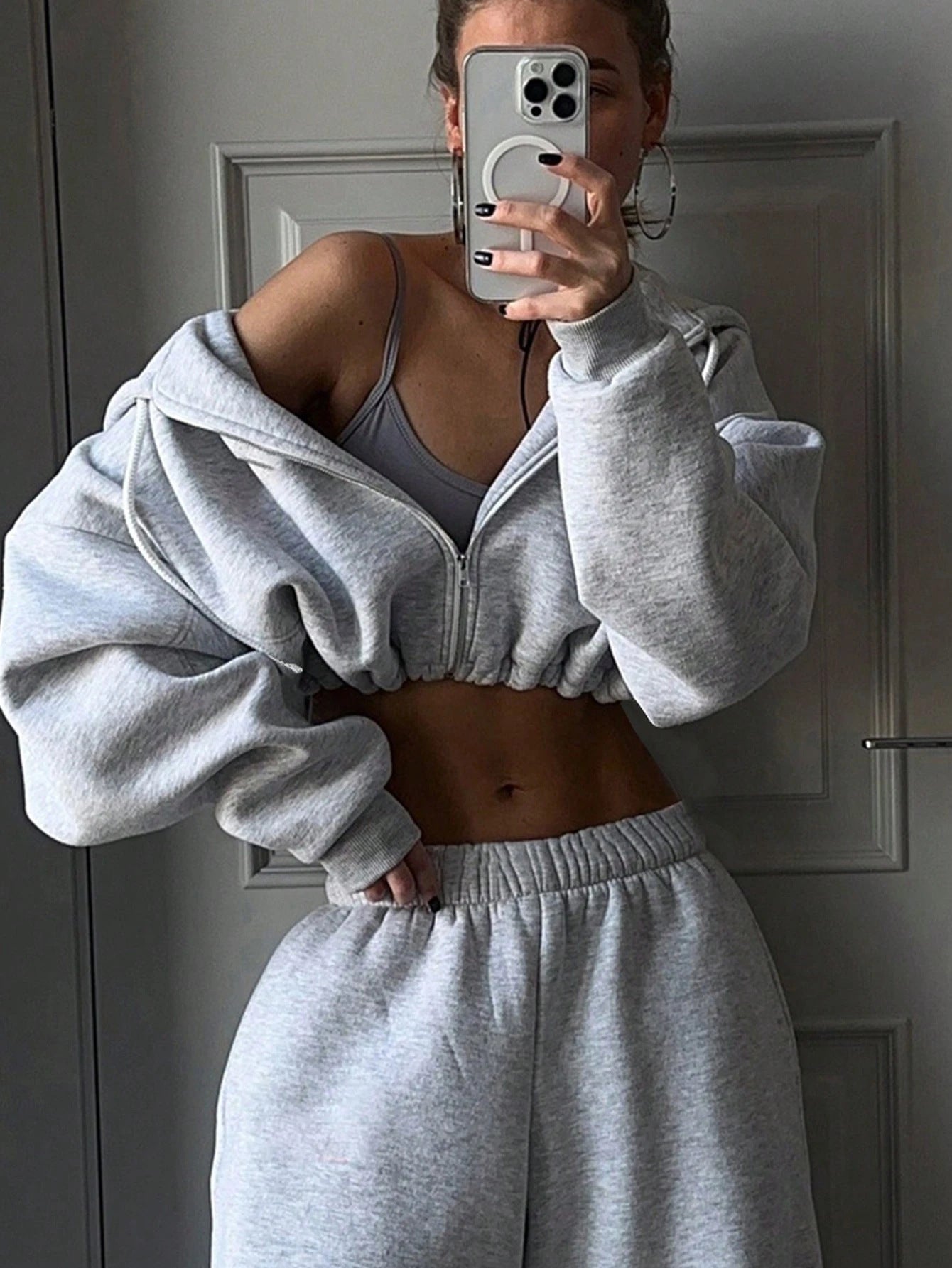 2 Piece Women's Long Sleeve Sporty Hoodie Set