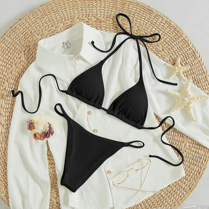 Hanging neck tie bikini multi-color