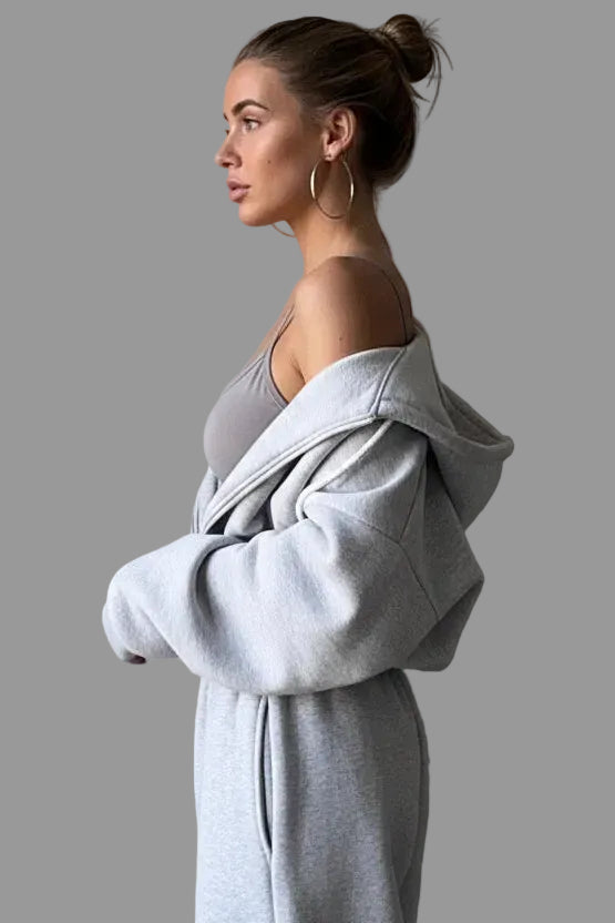 2 Piece Women's Long Sleeve Sporty Hoodie Set