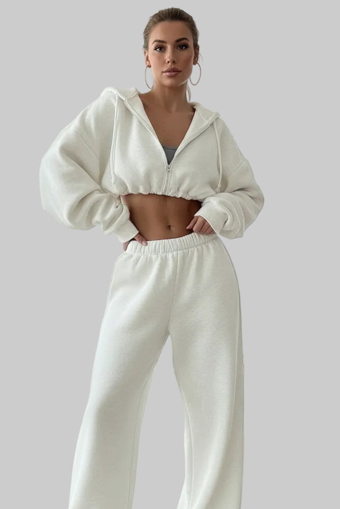 2 Piece Women's Long Sleeve Sporty Hoodie Set