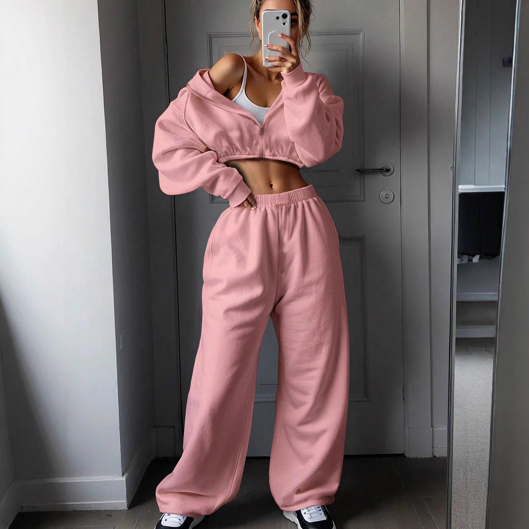 2 Piece Women's Long Sleeve Sporty Hoodie Set