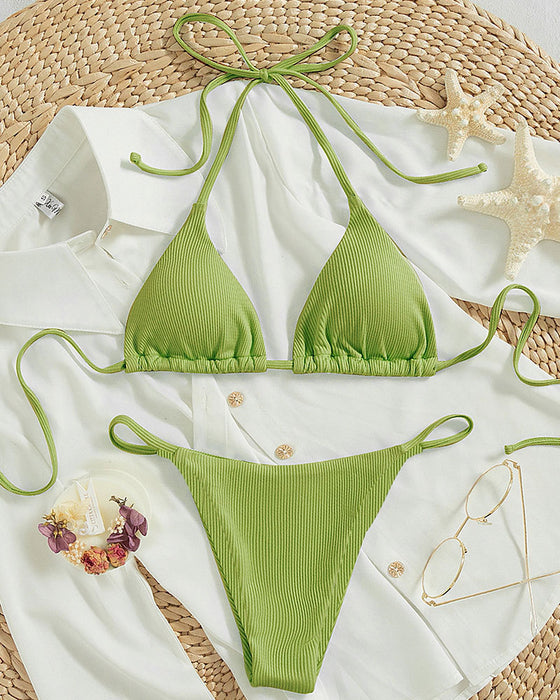 Hanging neck tie bikini multi-color