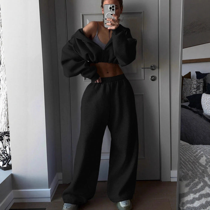 2 Piece Women's Long Sleeve Sporty Hoodie Set