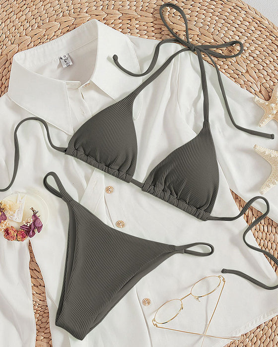 Hanging neck tie bikini multi-color
