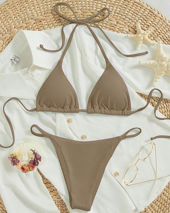 Hanging neck tie bikini multi-color