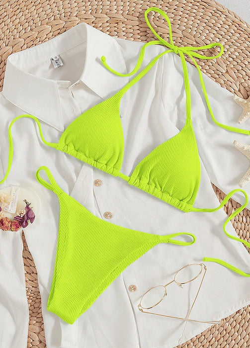 Hanging neck tie bikini multi-color