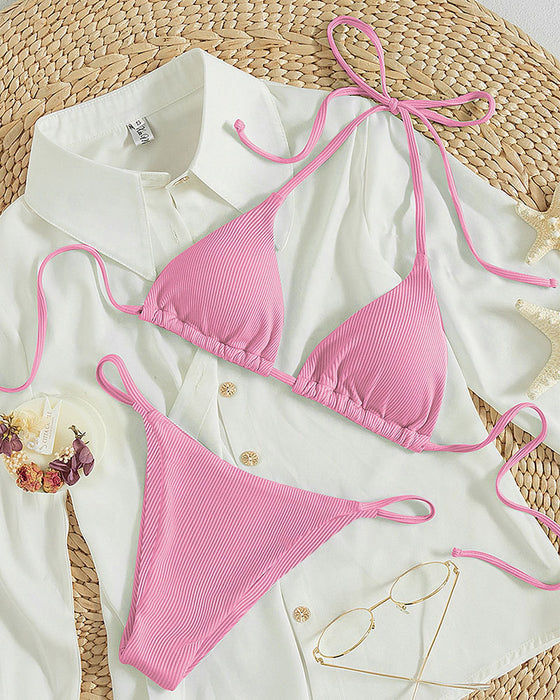 Hanging neck tie bikini multi-color