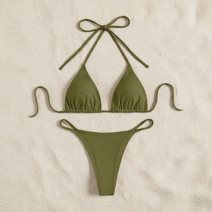 Hanging neck tie bikini multi-color