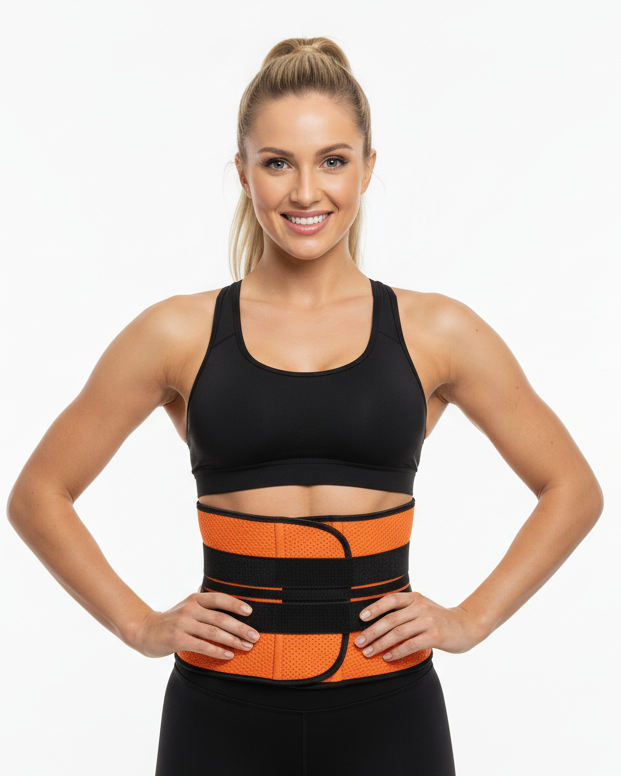 Orange Waist Trainer - Front View with Model Face